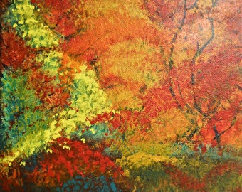 Abstract Autumn-Colored Tree Leaves Landscape Horizontal Printable Digital Download Art Print Decoration