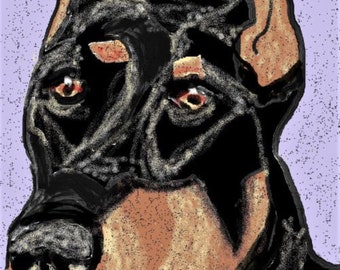 Doberman Pinscher Dobie Dog Canine Portrait Printable Digital Download PDF Art Artwork Collector Pint Printout Dog-Lover Decoration Display