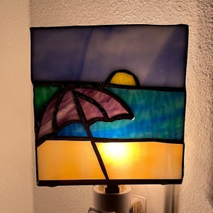 4 x 4 handgemaakte paarse parasol strand nachtlampje