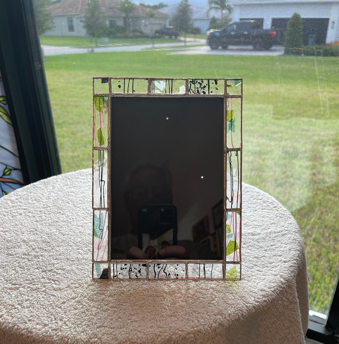 5x7 Hand Crafted Confetti Stained Glass Picture Frame Etsy