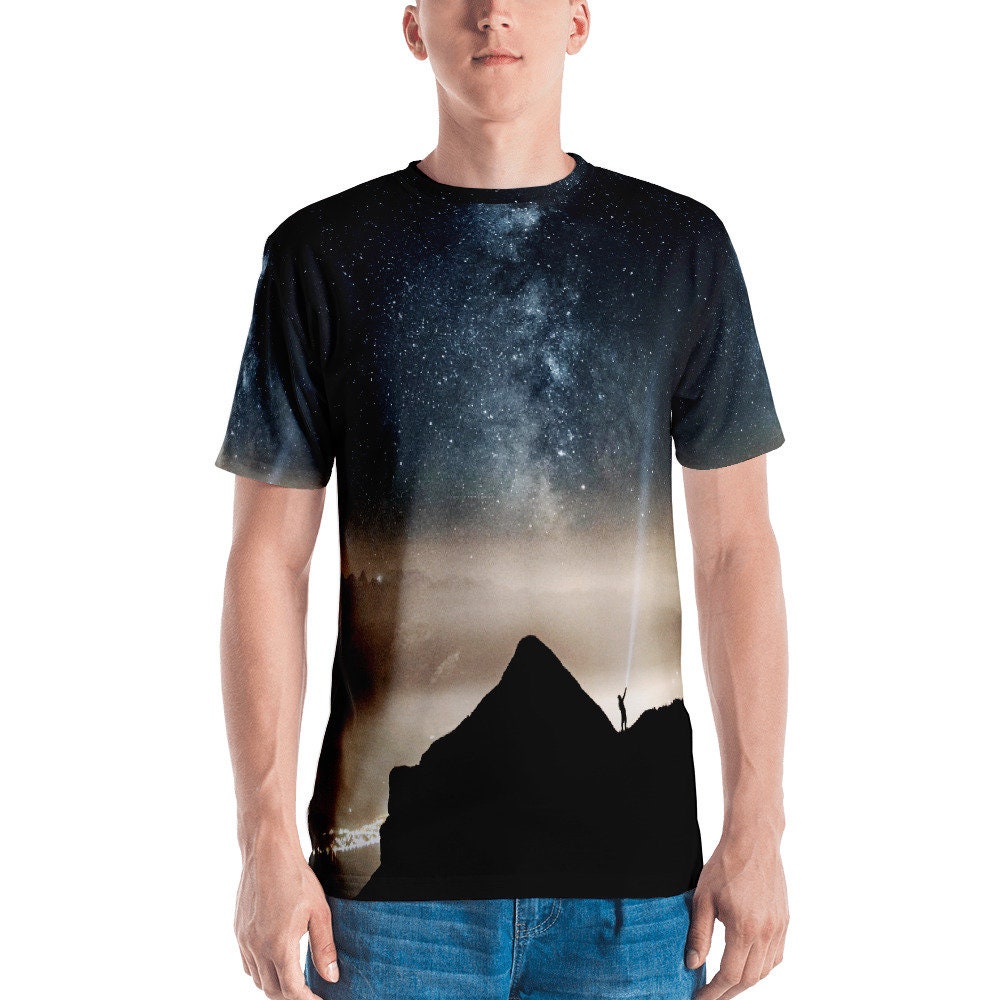 Men's space T-shirt / Starry Night shirt men / Festival | Etsy