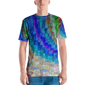 Männer Psychedelisches T-Shirt Glasmalerei-Muster, Trippy T-Shirts, Musik-Festival T-Shirts für Jungs, Heilige Geometrie Shirt, Hippie-Kleidung