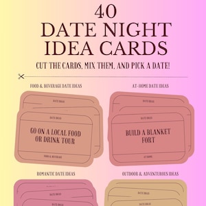 Druckbare Date Night Karten, Date Night Karten für Paare, Jubiläumsgeschenk, 40 Date Karten, Last Minute Hochzeitsgeschenk, Date Night Gutscheine