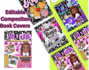 Editable Composition Book Cover | Back to School DIY Notebook Custom Student Organizer & Journal