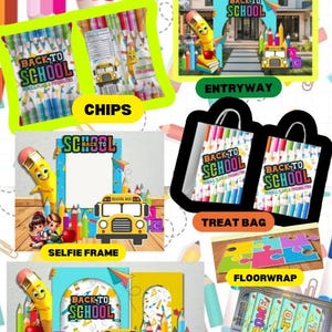 Back to school Templates: Chip Bags, favors, DIY school supplies, floor wraps