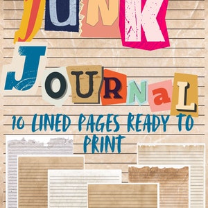 Papel rayado vintage: Kit imprimible para diario basura (descarga instantánea)