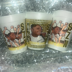 12 Custom  Photo Plastic Party Cups dozen Personalized Party Cups photo Personalized cups Birthday cups graduation waterproof
