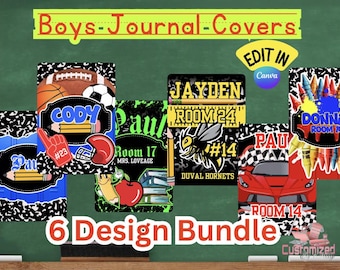 Boys&#39; Composition Book Cover: Back to School DIY Design (Canva Pro Digital Download)