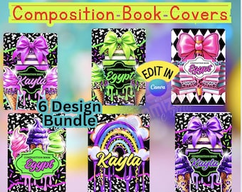 Editable Composition Book Covers: Back to School DIY Design (Digital Download)