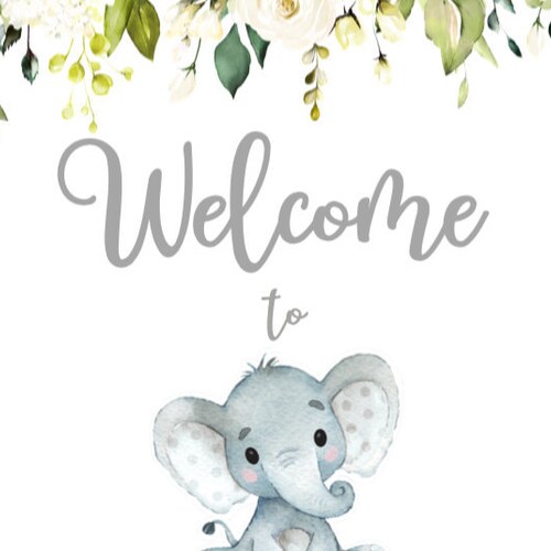 Elephant Sign Baby Shower Gender Neutral Invite Safari Etsy