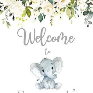 Willkommensschild Baby Shower Grau