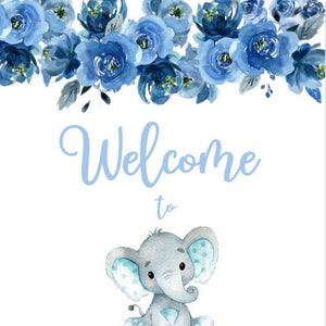 Baby-Dusche Willkommensschild blau
