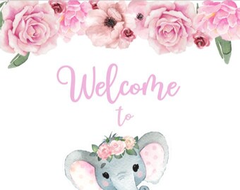 Baby Shower Welcome Sign Pink Floral