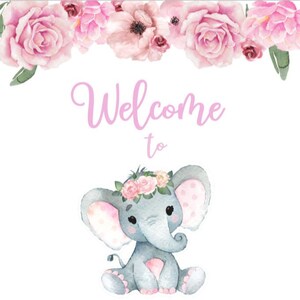 Baby Shower Willkommensschild Rosa Floral