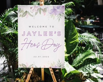 Hens Party - Welcome Sign - Purple Theme  |  Digital Print (Downloadable)