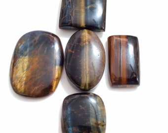 Natural Blue Tiger Eye Cabochon Lot 240.90 Crt 24-36 MM, With Wholesale Price Loose Gemstone For Jewelry Making