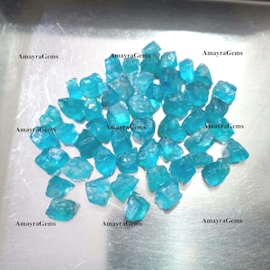 50 Raw Blue Apatite Gemstones: 7-9mm AAA Quality Jewelry Making