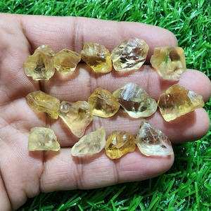 14 Piece Citrine Raw Crystal: Loose Rough Gemstones (14-17 MM)