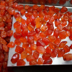 25 Untreated Carnelian Raw Gemstones: Natural Orange Crystals (8-10 MM)