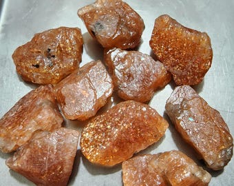 10 Rohe Sonnenstein Edelsteine: Natürliche Rohkristalle (14-17 MM)