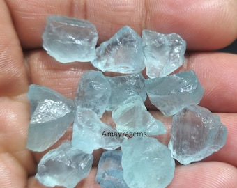 15 Pieces Raw Aquamarine Gemstone: Natural Blue Crystal, 12-15 MM