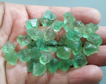 10 Green Fluorite Raw Gemstones: Jewelry Making (12-14 MM)