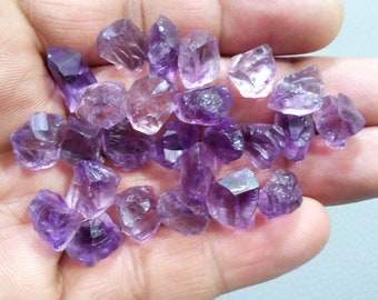 25 Brazilian Purple Amethyst Raw Crystals: Rough Gemstone Lot (11-15 mm)
