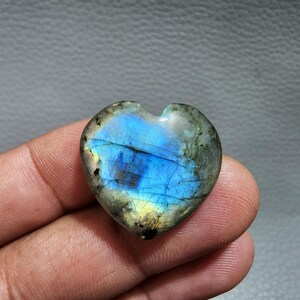 Blue Flash Labradorite Heart Cabochon: Necklace Jewelry Making (25x26x8 mm