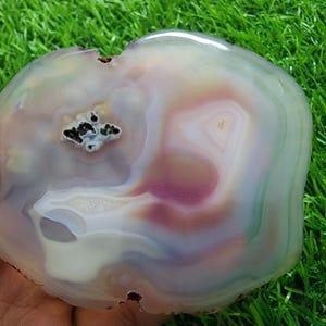 366ct Top Slice Agate Druzy - Geode Slab, Loose Gemstone, (94x84x5 MM)