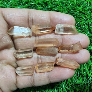 Clear Pink Quartz Crystal Points: Raw Gemstone Pencils for Jewelry Making