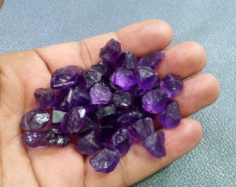 25 AAA African Purple Amethyst Raw Gemstones (12-15 MM)