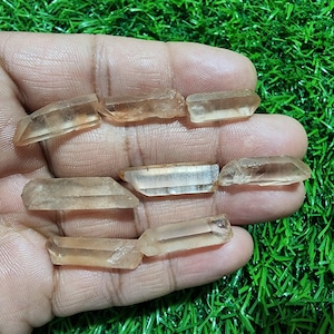 Clear Pink Quartz Crystal Points: Raw Gemstone Pencils for Jewelry Making