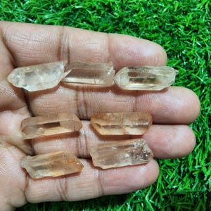 Clear Pink Quartz Crystal Points: Raw Gemstone Pencils for Jewelry Making