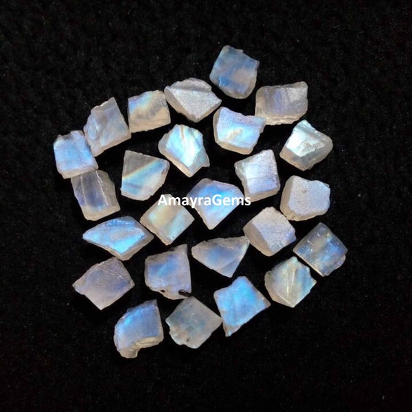 20 Pieces Raw Rainbow Moonstone 12-15 MM,Natural Rainbow Raw Gemstone,Blue Raw Moonstone,Rainbow Moonstone Loose Gemstone Raw Moonstone Bulk