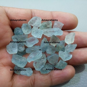 20 Pieces Raw Aquamarine 8-12 MM,Gorgeous Natural Raw Gemstone,Blue Raw Aquamarine,Aquamarine Loose Gemstone Rough Raw Aqua Color Stone Bulk