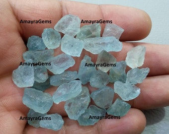20 Gemas de Água-marinha Brutas: Pedra Natural de Água-marinha em Estado Bruto (8-12 mm)