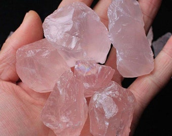 5 pierres brutes de quartz rose AAA (35-40 mm) : fabrication de bijoux en cristal curatif