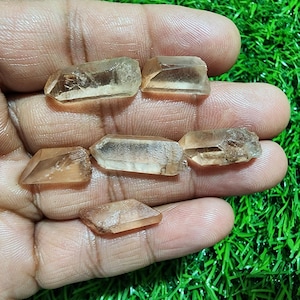 Clear Pink Quartz Crystal Points: Raw Gemstone Pencils, Jewelry Making (6 pc)