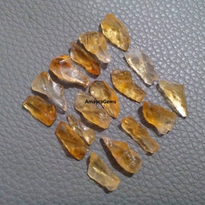 5 Pieces Beautiful Yellow Citrine Gemstone Raw, Size 14-16 MM Citrine Cluster Raw For Making Jewelry