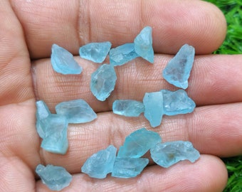 17 Piece Natural Sky Blue Apatite Rough 8-14 MM Size, Apatite Raw Loose Gemstone For Jewelry Making