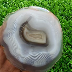 242ct Banded Agate Druzy - Geode Slab, Loose Gemstone, (80x78x5 MM)
