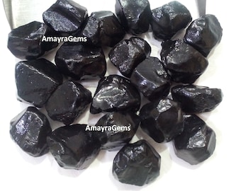 10 AAA Raw Black Spinel Gemstones: 18-22mm Rough Loose Jewelry Making