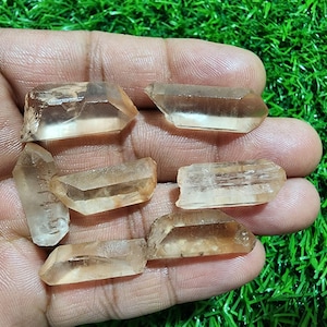 Raw Pink Quartz Crystal Points: Natural Gemstone Pencils, Jewelry Making (7pc)