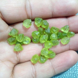 25 Raw Green Peridot Crystals: 4-6MM Natural Healing Gemstones