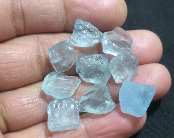 Juego de 9 piezas de aguamarina azul cielo en bruto: ideal para la fabricación de joyas (12-15 mm).