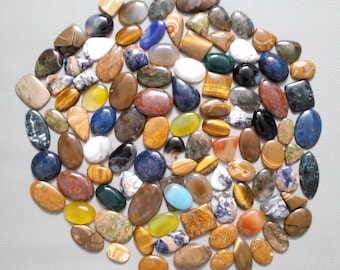 Mixed Gemstone Cabochon Lot: Natural Jewelry Making Supplies