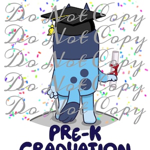 Pre-K Graduation Blue Dog Black Cap PNG || Digital Download