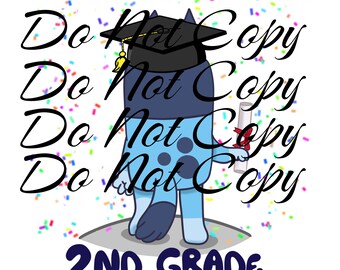 2nd Grade Custom Blue Dog Graduation PNG || Digital Download