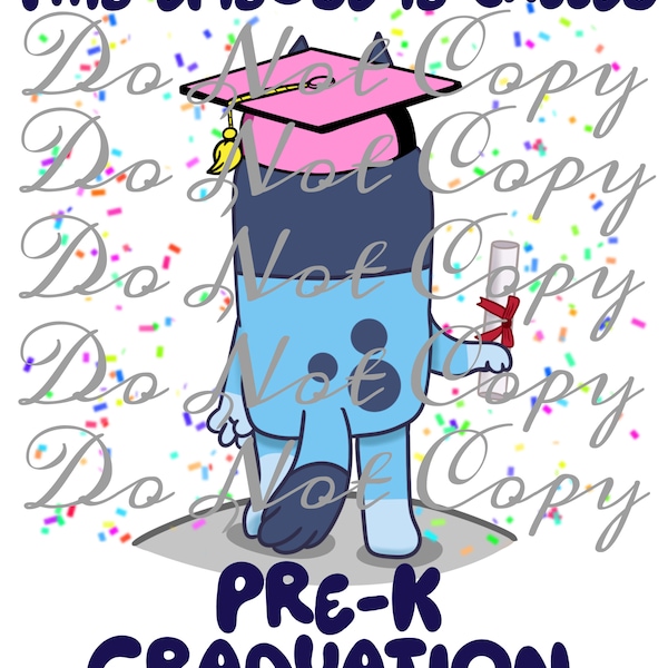 Pre-K Graduation Blue Dog Pink Cap PNG || Digital Download