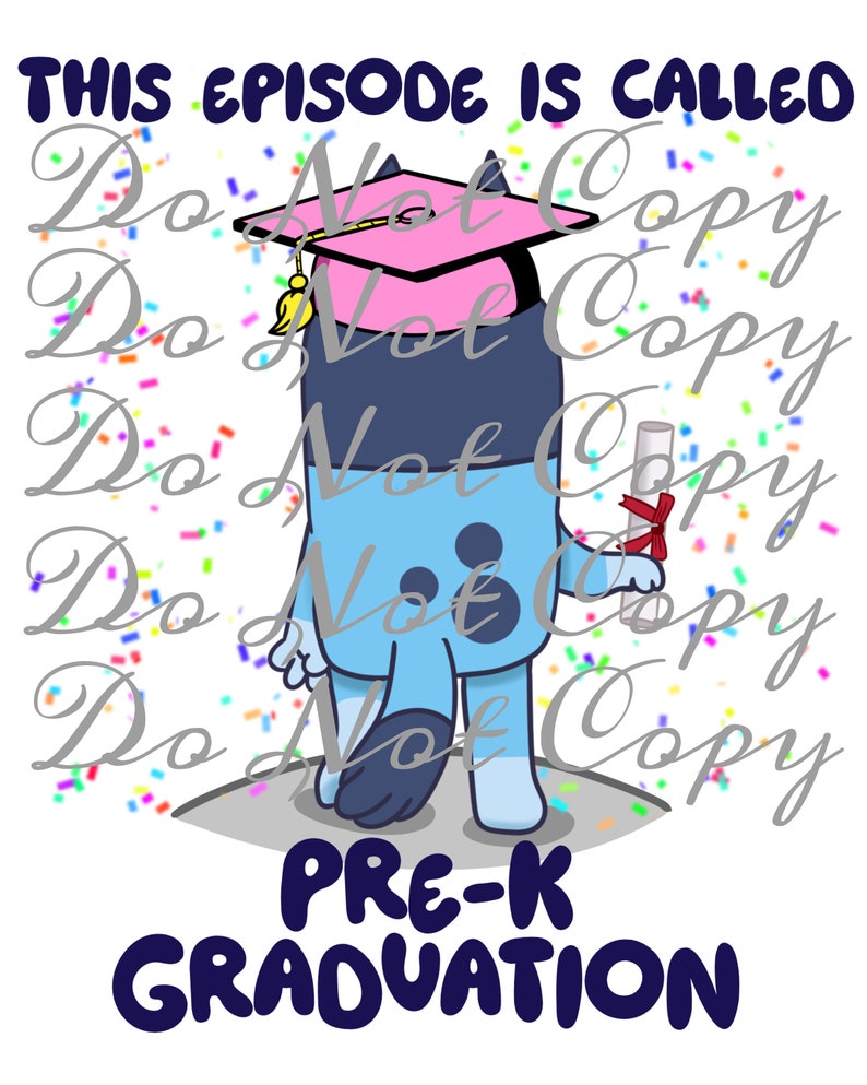 Pre-K Graduation Blue Dog Pink Cap PNG Digital Download image 1